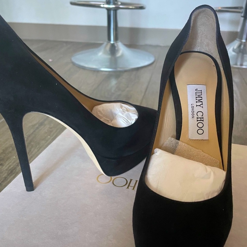 Jimmy choo suede heels with platform